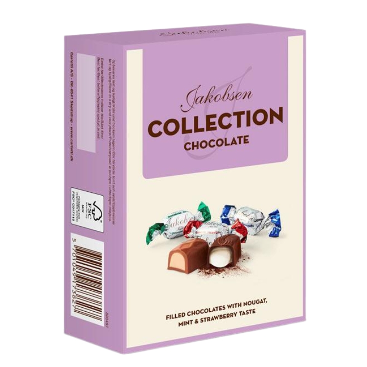 Cukierki Jakobsen Collection nugat, mięta i truskawka (125g)